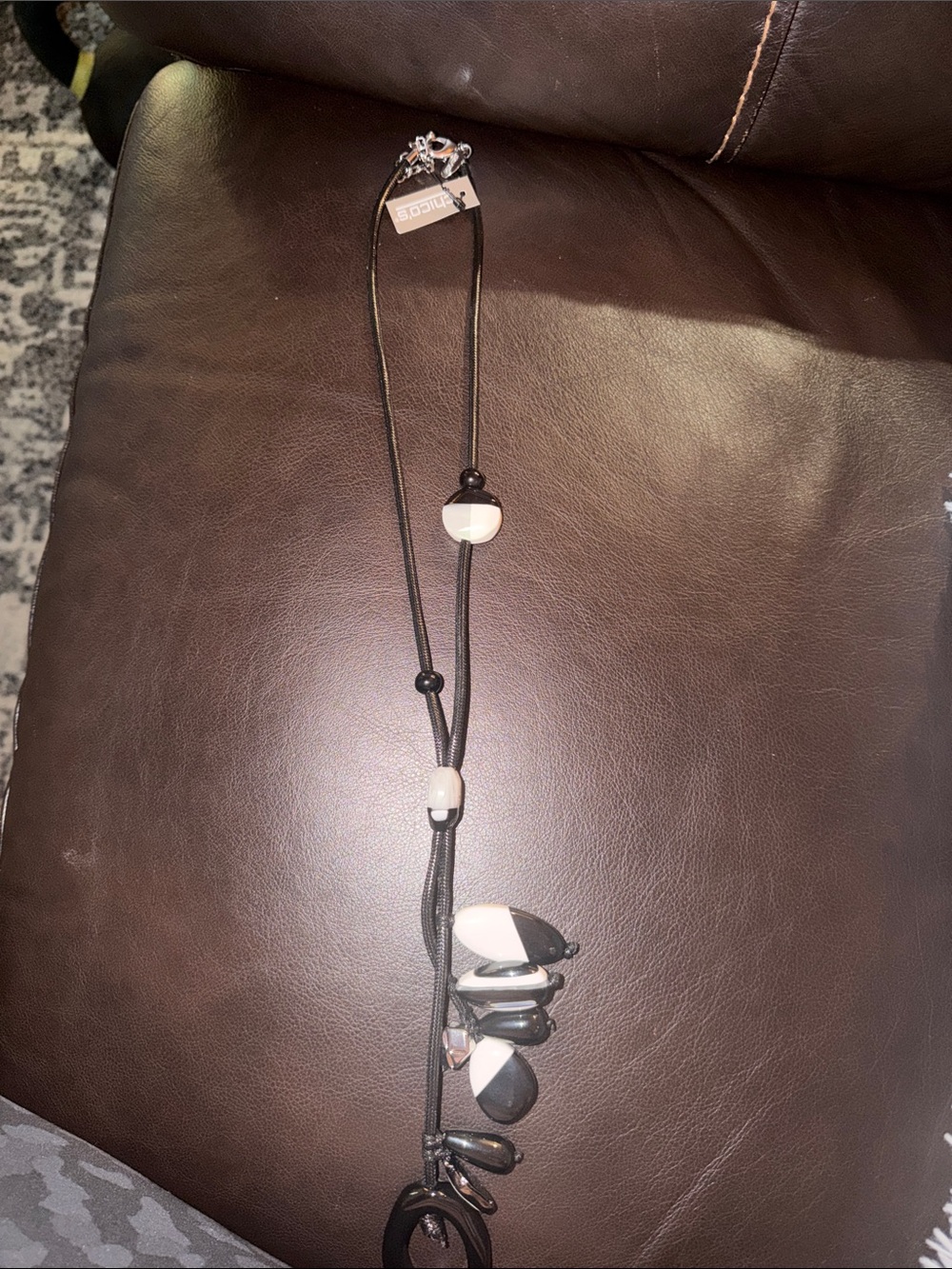 Chico's Black and White Teardrop Pendant Necklace
